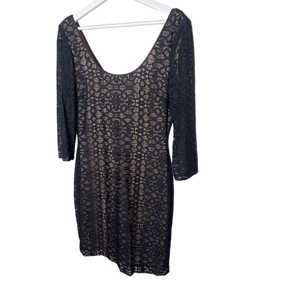 Guess Black Nude Lace Sheath Dress Size 10 Party Cocktail - Picture 4 of 12